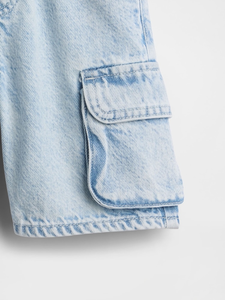 Gap Light Wash UltraSoft Denim Pull On Cargo Shorts (6mths-5yrs) - Image 3 of 3