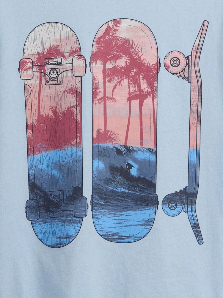 Blue Skateboard Graphic Short Sleeve T-Shirt (4-13yrs) - Image 3 of 3