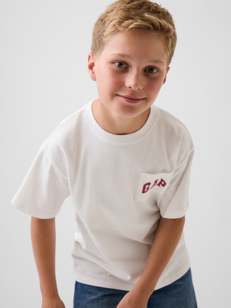 Gap White Heavyweight Relaxed Logo Short Sleev T-Shirt (4-13yrs) - Image 1 of 4