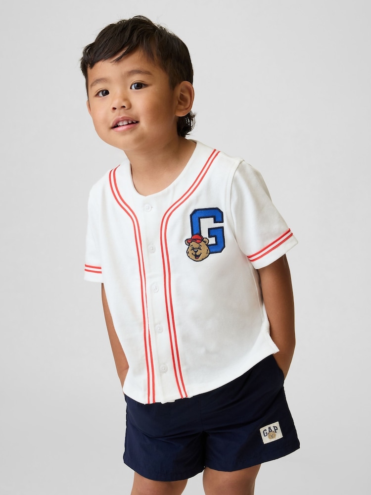 Gap White Brannan Bear Logo Baseball Jersey T-Shirt (6mths-5yrs) - Image 1 of 4 Gap White Brannan Bear Logo Baseball Jersey T-Shirt (6mths-5yrs) - Image 1 of 4