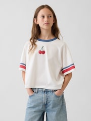 Gap White Cherry Oversized Graphic Short Sleeve T-Shirt (4-13yrs) - Image 1 of 4