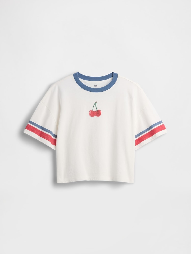 Gap White Cherry Oversized Graphic Short Sleeve T-Shirt (4-13yrs) - Image 4 of 4