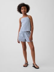 Gap Blue Linen-Cotton Gingham Easy Shorts (4-13yrs) - Image 1 of 6
