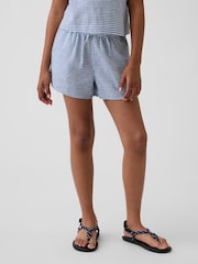 Gap Blue Linen-Cotton Gingham Easy Shorts (4-13yrs) - Image 3 of 6