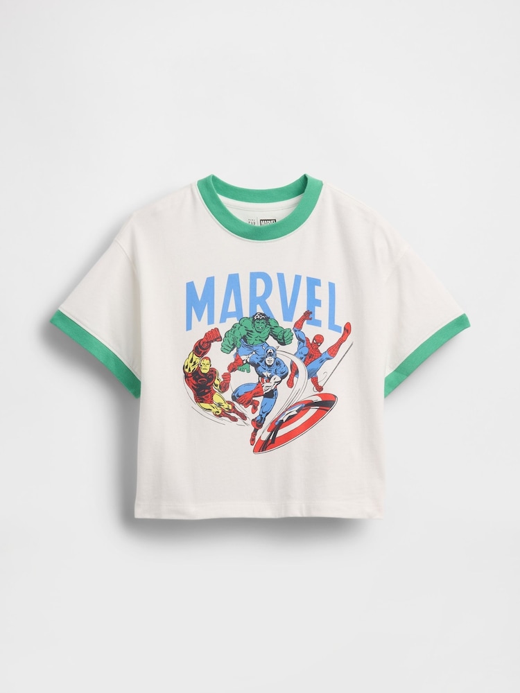 White/Green Avengers - Koszulka o kroju oversize z krótkim rękawem i grafiką z motywem Marvel Gap (6 mies. – 5 lat) - Obraz 1 z 2 White/Green Avengers - Koszulka o kroju oversize z krótkim rękawem i grafiką z motywem Marvel Gap (6 mies. – 5 lat) - Obraz 1 z 2