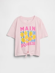 Gap Pink Oversized Knot-Tie Graphic Short Sleeve T-Shirt (4-13yrs) - Image 1 of 3