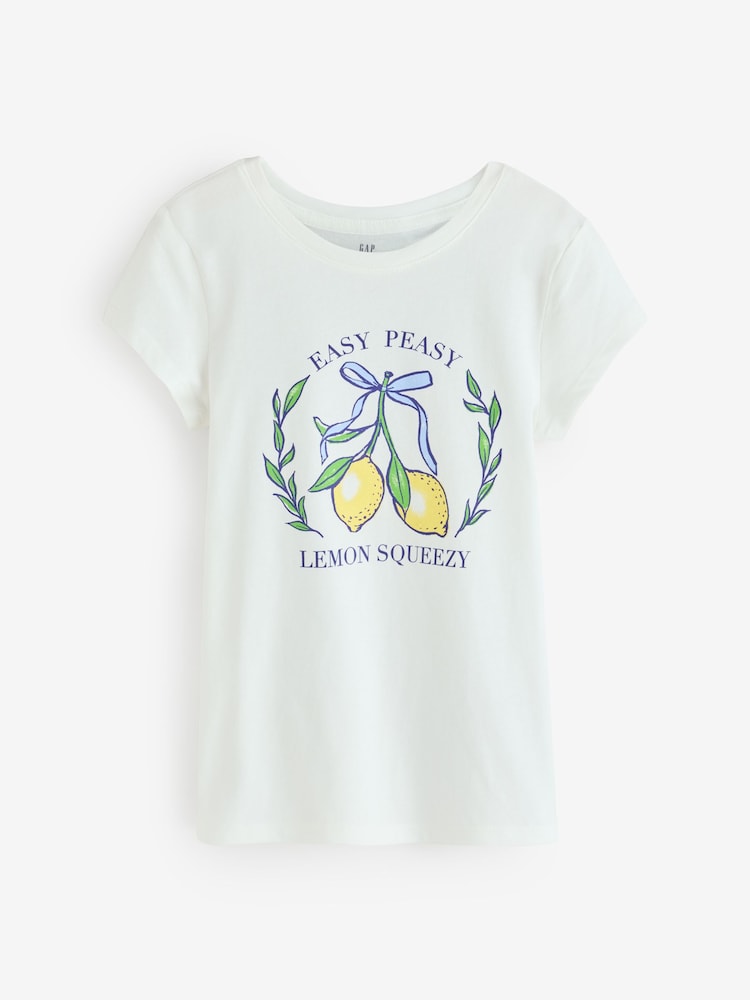 Blanc citron - Gap T-shirt graphique à manches courtes (4-13 ans) - Image 1 de 4