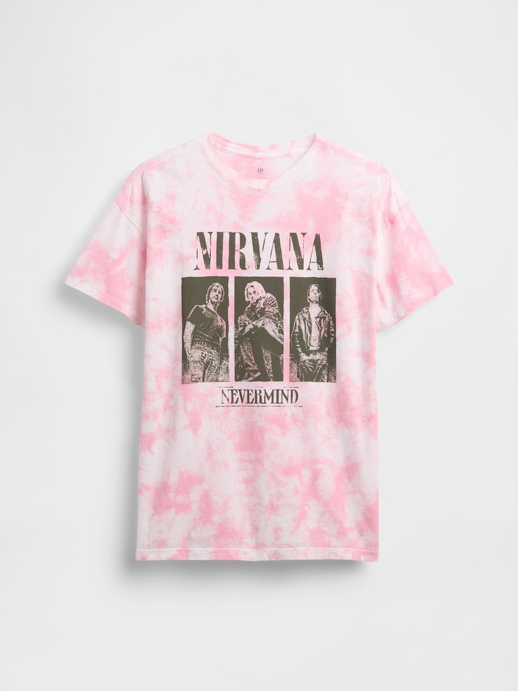 Gap Pink Nirvana Relaxed Graphic Short Sleeve T-Shirt (4-13yrs) - Image 1 of 2