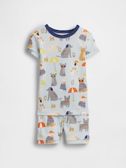 Gap Blue Brushed Cotton Beach Dogs Pyjamas Short Set (6mths-5yrs) - Image 1 of 2
