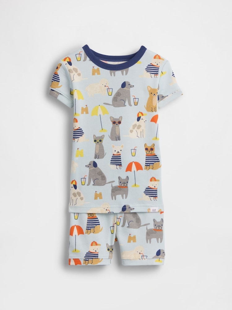 Gap Blue Brushed Cotton Beach Dogs Pyjamas Short Set (6mths-5yrs) - Image 1 of 2