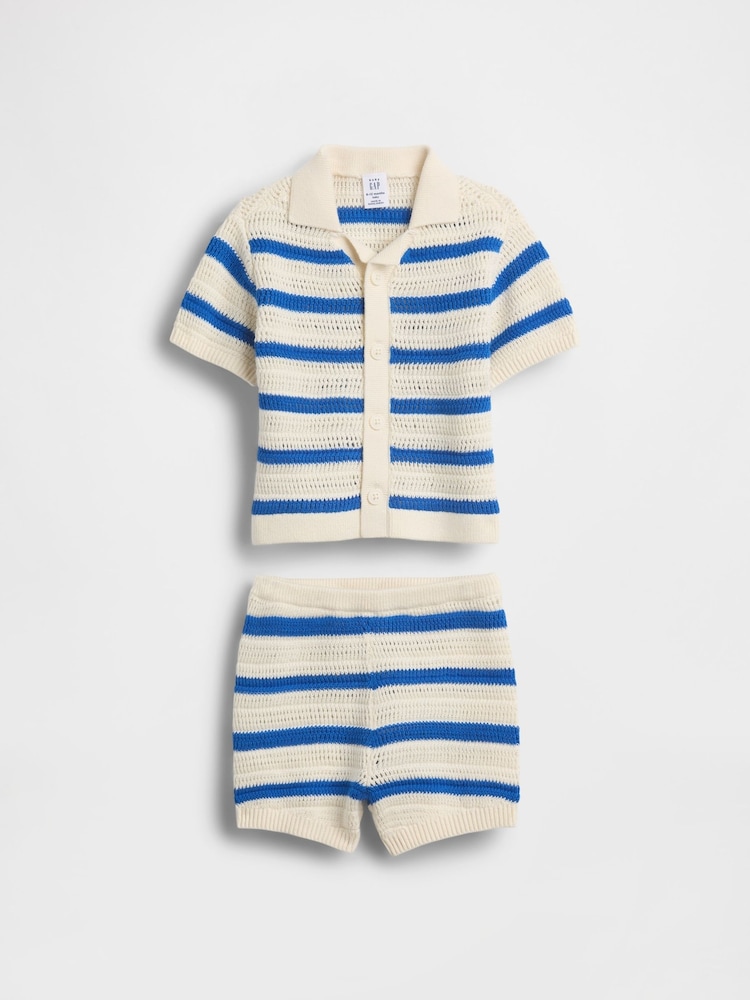 Gap Blue Stripe Crochet Outfit Set (0-24mths) - Image 1 of 3