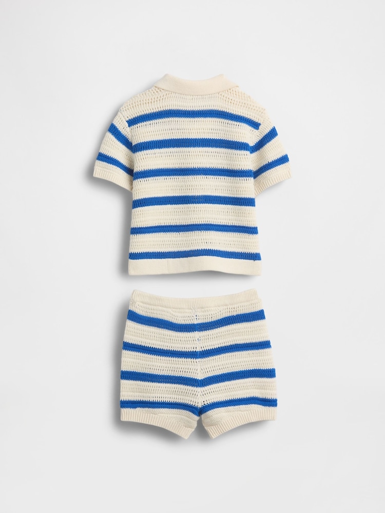 Gap Blue Stripe Crochet Outfit Set (0-24mths) - Image 2 of 3
