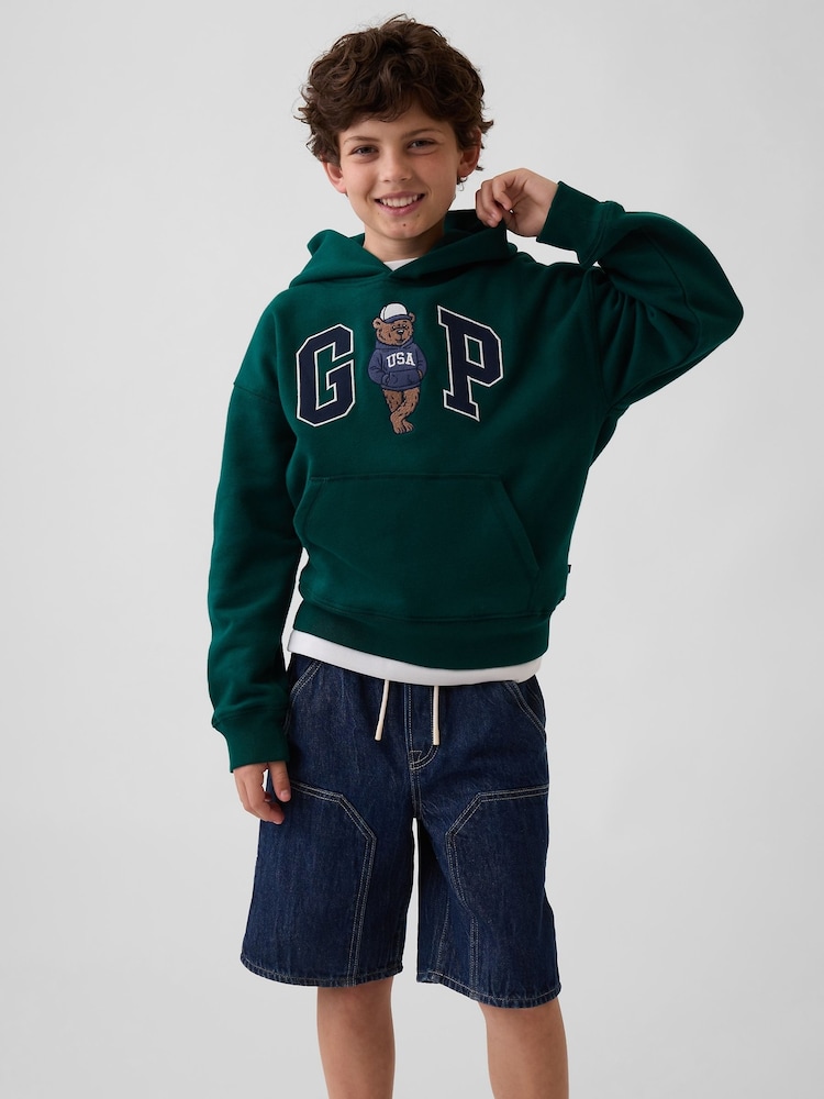 Gap Green VintageSoft Relaxed Brannan Bear Logo Hoodie (4-13yrs) - Image 1 of 5 Gap Green VintageSoft Relaxed Brannan Bear Logo Hoodie (4-13yrs) - Image 1 of 5