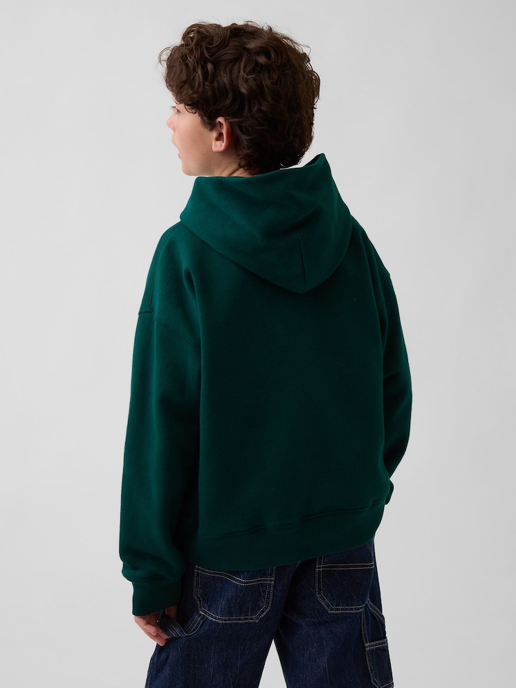Gap Green VintageSoft Relaxed Brannan Bear Logo Hoodie (4-13yrs) - Image 2 of 5 Gap Green VintageSoft Relaxed Brannan Bear Logo Hoodie (4-13yrs) - Image 2 of 5