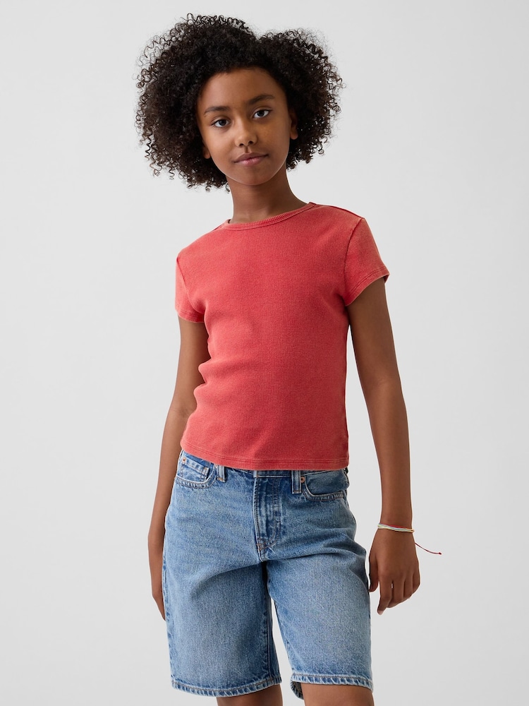Gap Red Embroidered Rib T-Shirt (4-13yrs) - Image 1 of 4