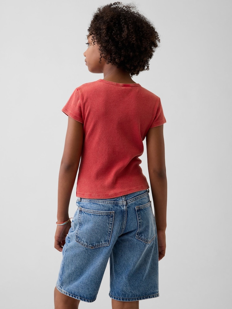 Gap Red Embroidered Rib T-Shirt (4-13yrs) - Image 2 of 4