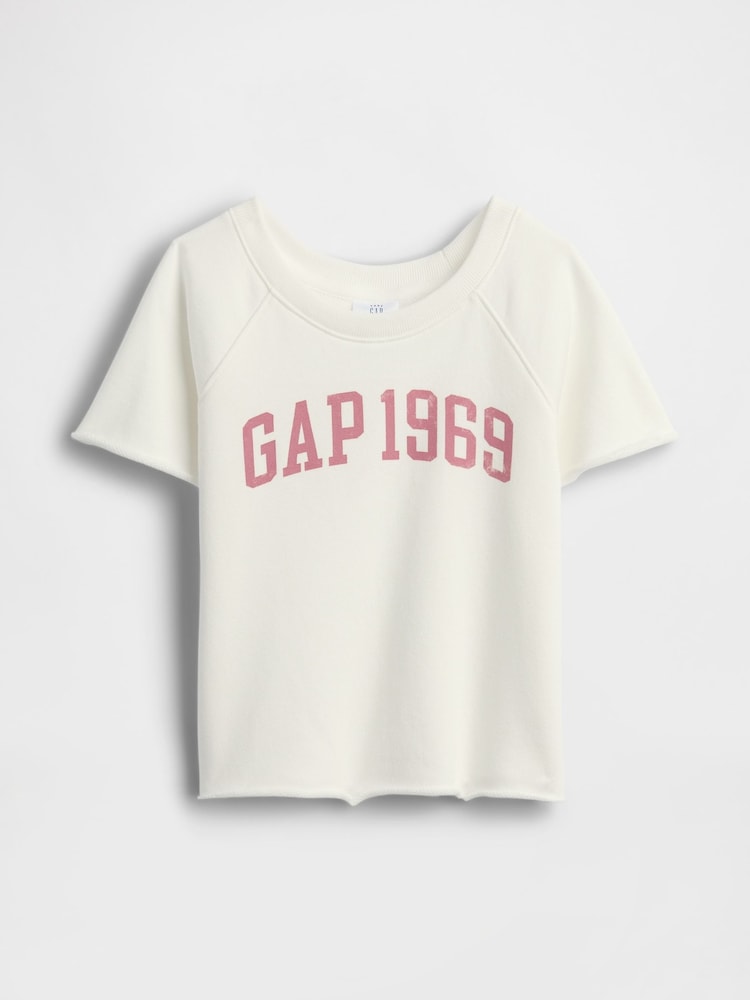 Gap White French Terry Short Sleeve Sweatshirt (6mths-5yrs) - Image 1 of 3 Gap White French Terry Short Sleeve Sweatshirt (6mths-5yrs) - Image 1 of 3