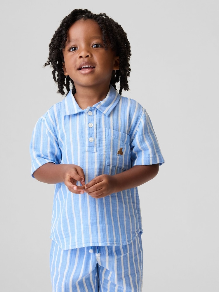 Raya azul - Gap Gauze Print Polo Shirt (6mths-5yrs) - Imagen 1 de 4