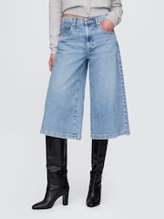 Gap Light Wash High Waisted Culotte Jeans - Image 3 of 6