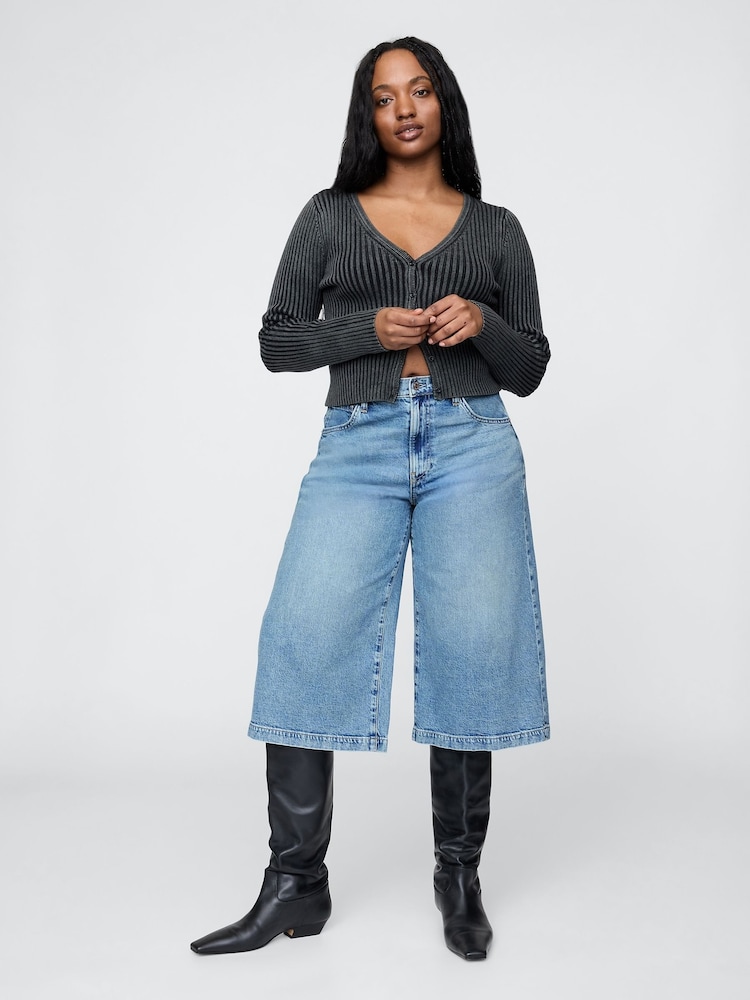 Gap Light Wash High Waisted Culotte Jeans - Image 6 of 6 Gap Light Wash High Waisted Culotte Jeans - Image 6 of 6