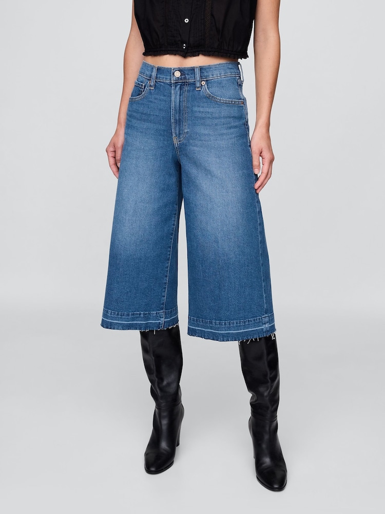 Gap Medium Wash High Waisted Culotte Jeans - Image 1 of 6 Gap Medium Wash High Waisted Culotte Jeans - Image 1 of 6