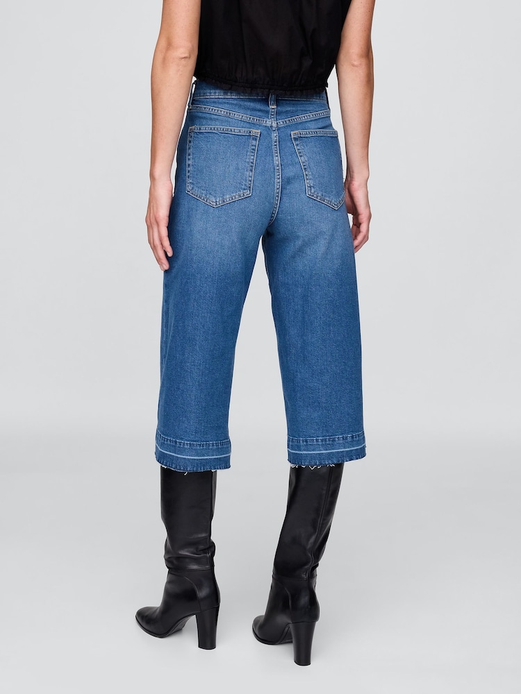 Gap Medium Wash High Waisted Culotte Jeans - Image 2 of 6 Gap Medium Wash High Waisted Culotte Jeans - Image 2 of 6