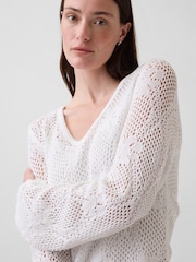 Gap White Pointelle Mini Long Seeve Dress - Image 4 of 4