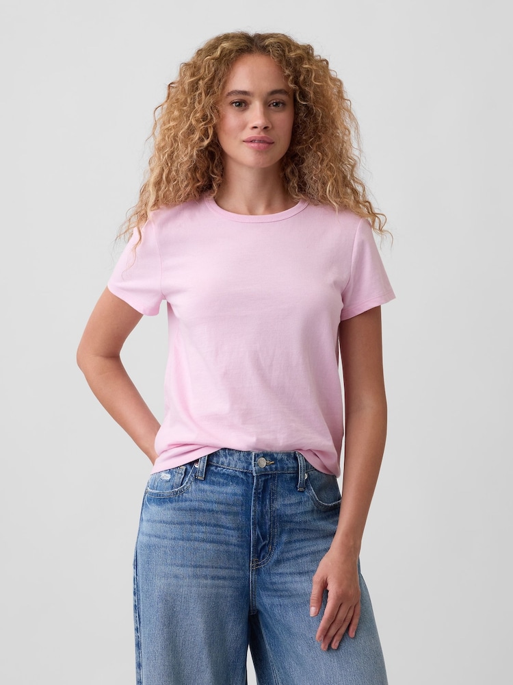 Gap Light Pink Crew Neck Favourite Crew Neck Short Sleeve T-Shirt - Image 1 of 5