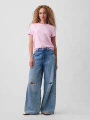 Gap Light Pink Crew Neck Favourite Crew Neck Short Sleeve T-Shirt - Image 3 of 5