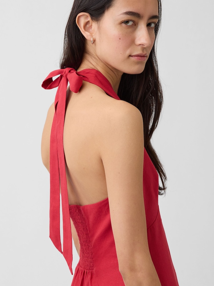 Gap Red Linen-Blend Halter Maxi Dress - Image 4 of 4 Gap Red Linen-Blend Halter Maxi Dress - Image 4 of 4