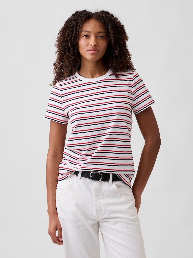Gap Brown Favourite Stripe Crew neck Short Sleeve T-Shirt - Image 1 of 5