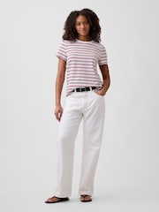 Gap Brown Favourite Stripe Crew neck Short Sleeve T-Shirt - Image 3 of 5