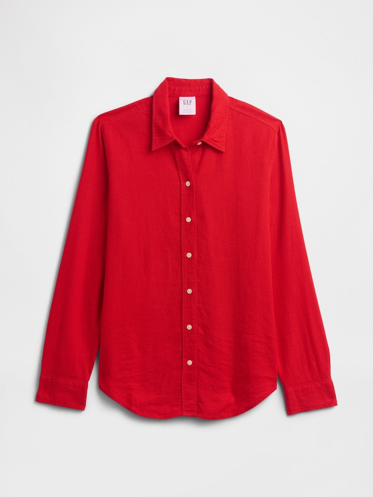 Gap Red Easy Linen Shirt - Image 5 of 5
