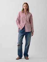 Gap Red Stripe Poplin Big Shirt - Image 3 of 4