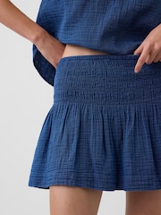Gap Blue Gauze Denim Smocked Waist Mini Skort - Image 4 of 5