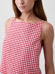 Gap Red Check Linen-Blend Apron Top - Image 4 of 5
