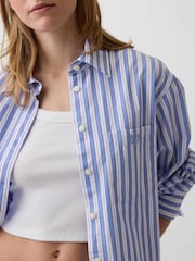 Gap Blue White Stripe Poplin Big Shirt - Image 4 of 4