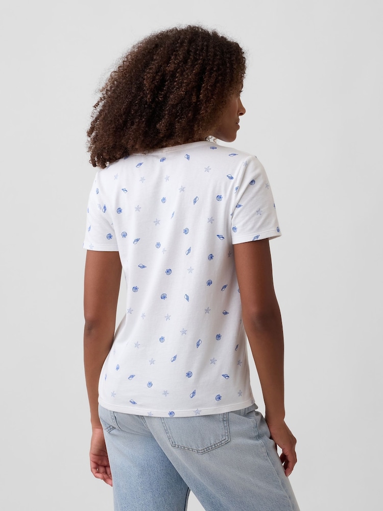 Gap Blue Favorite Print V-Neck Short Sleeve T-Shirt - Image 2 of 5 Gap Blue Favorite Print V-Neck Short Sleeve T-Shirt - Image 2 of 5