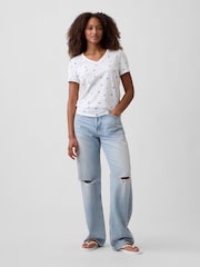 Gap Blue Favorite Print V-Neck Short Sleeve T-Shirt - Image 3 of 5