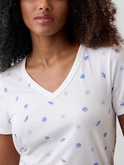 Gap Blue Favorite Print V-Neck Short Sleeve T-Shirt - Image 4 of 5
