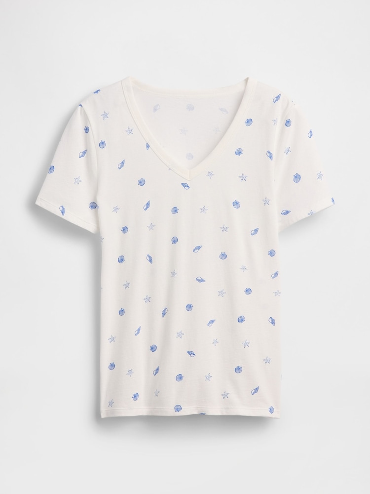 Gap Blue Favorite Print V-Neck Short Sleeve T-Shirt - Image 5 of 5 Gap Blue Favorite Print V-Neck Short Sleeve T-Shirt - Image 5 of 5