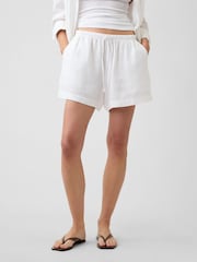 Gap White 4 inch Pull On Linen-Blend Shorts - Image 1 of 6