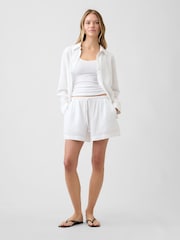 Gap White 4 inch Pull On Linen-Blend Shorts - Image 2 of 6