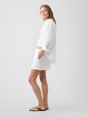 Gap White 4 inch Pull On Linen-Blend Shorts - Image 4 of 6