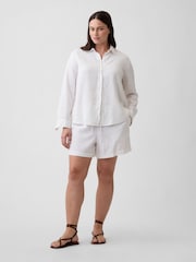 Gap White 4 inch Pull On Linen-Blend Shorts - Image 5 of 6