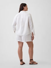 Gap White 4 inch Pull On Linen-Blend Shorts - Image 6 of 6