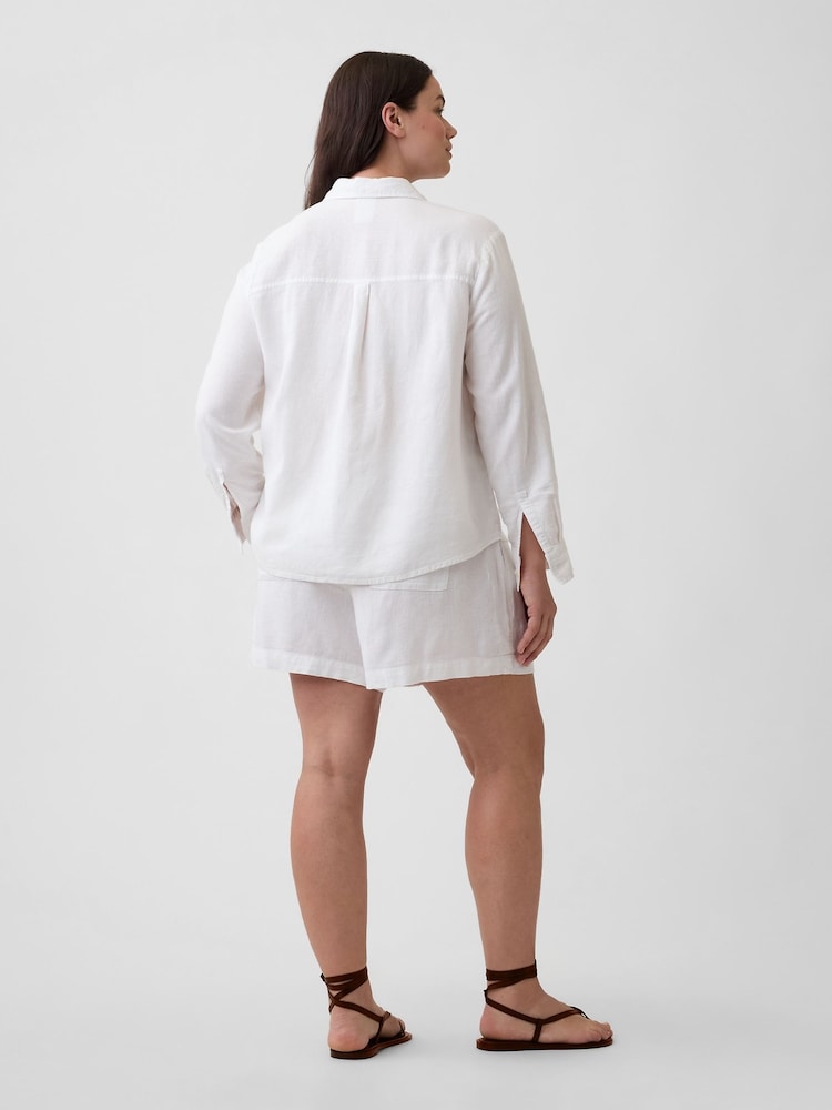 Gap White 4 inch Pull On Linen-Blend Shorts - Image 6 of 6