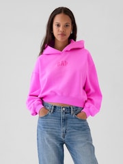 Gap Pink VintageSoft Crop Logo Hoodie - Image 1 of 2