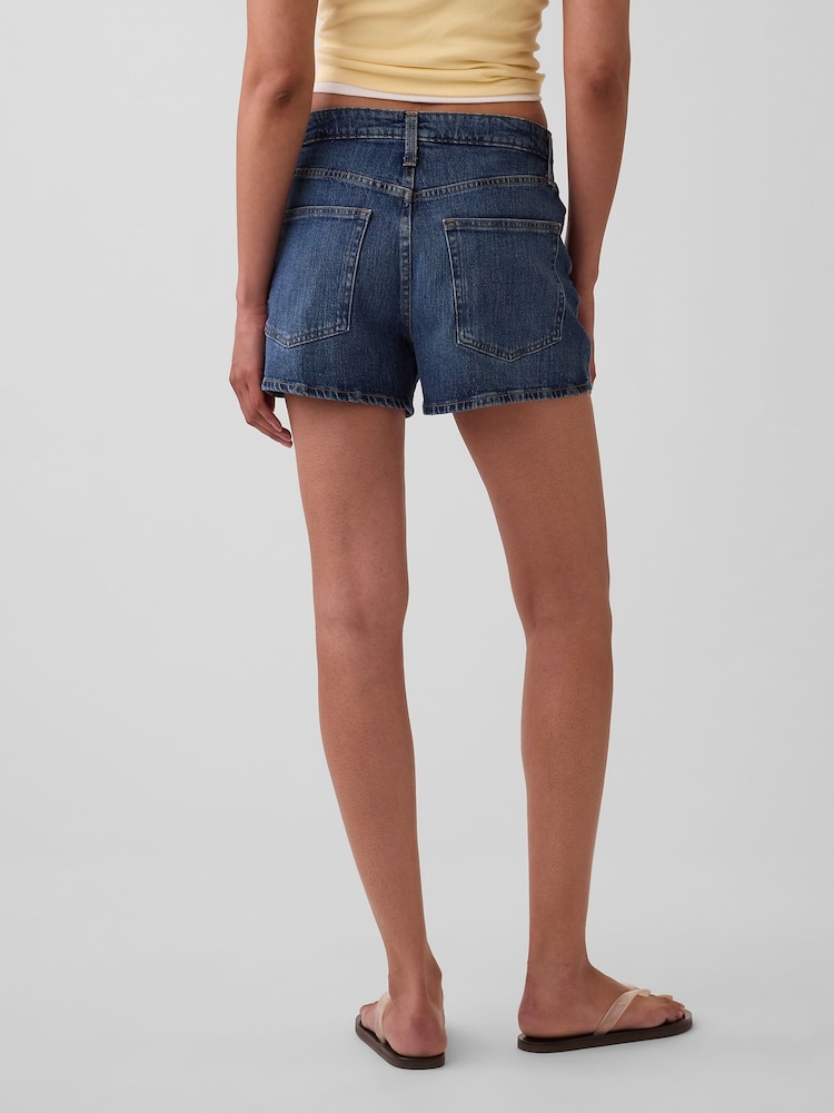 Gap Medium Wash 3.5 inch High Waisted Relaxed Straight Denim Shorts - Image 2 of 4