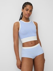 Gap Blue Stripe Seamless Rib Crop Tank Vest - Image 1 of 4
